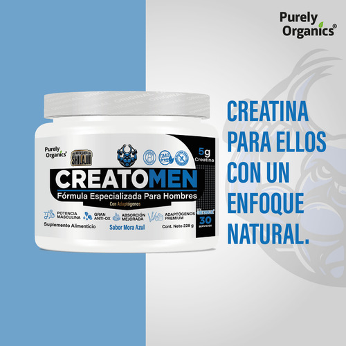 Creatomen Creatina Con Shilajit +promens+ Antiox 30 Serv Sabor Mora Azul