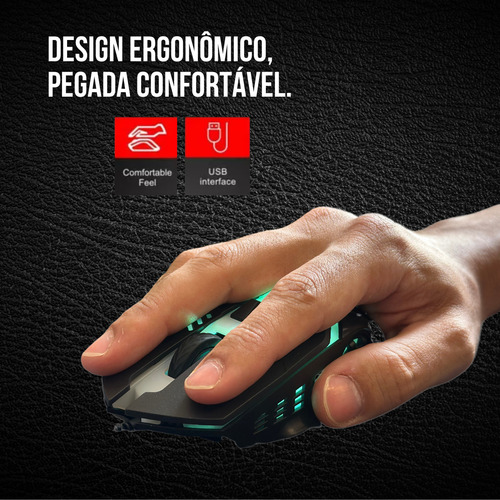 Kit Pc Gamer 3 Em 1 Teclado+mouse+mousepad Led Rgb Usb Preto Preto