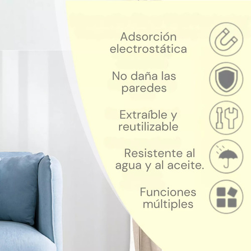 Película Protectora Electroestática De Pared Para Muebles Color Transparente
