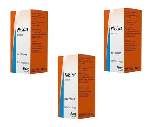 Kit 03 Plasivet Biovet Para Cães E Gatos 20ml Anti-vomito