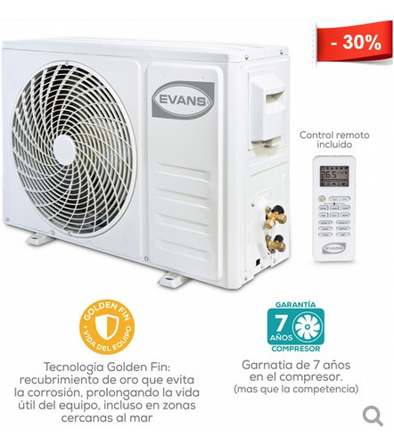 Minisplit Evans Frío/calor 1 Ton/12000 Btu Control Wifi 220v