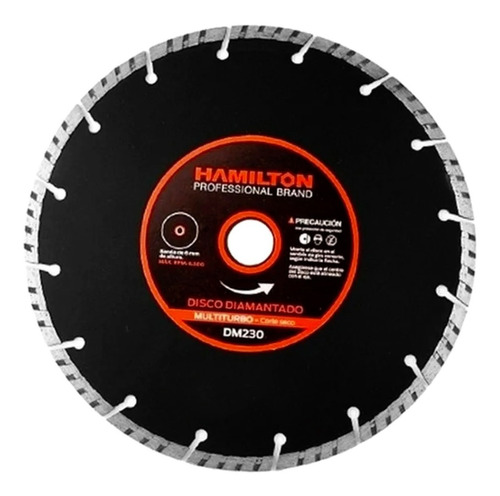 Disco Diamantado Multiturbo Corte Seco 230mm Hamilton Dm230 Color Negro