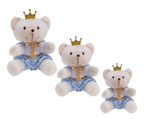 Trio De Urso Príncipe Azul Para Nicho De Quarto Do Bebê 3pçs