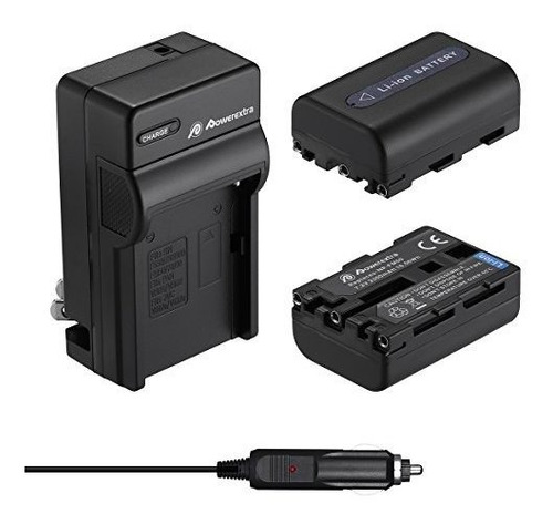 Powerextra 2 Pack De Repuesto Sony Np-fm50 Bateria Con Carga