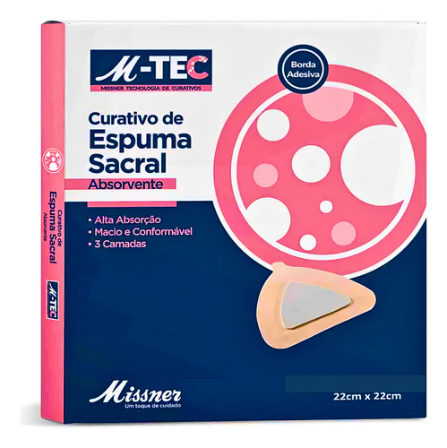 Curativo De Espuma Sacral Absorvente 22cmx22cm M-tec Missner