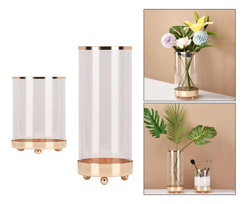 2pcs Cilindro De Cristal Transparente Florero De Flores