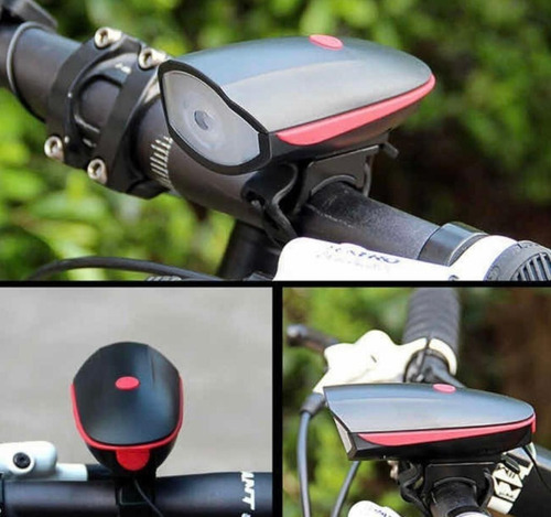 Imagen 3 de 8 de Luz Bici Delantera Led Usb Recargable 3 Funciones Con Bocina