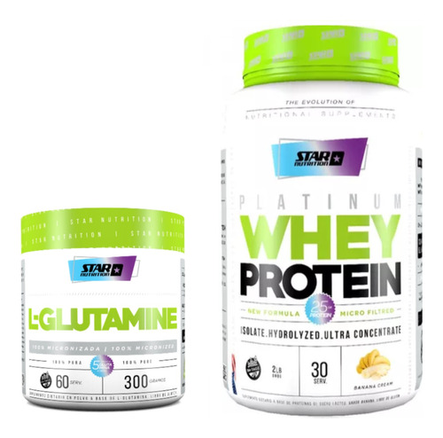 Platinum Whey Protein 2lb + Glutamina 300g Star Nutrition