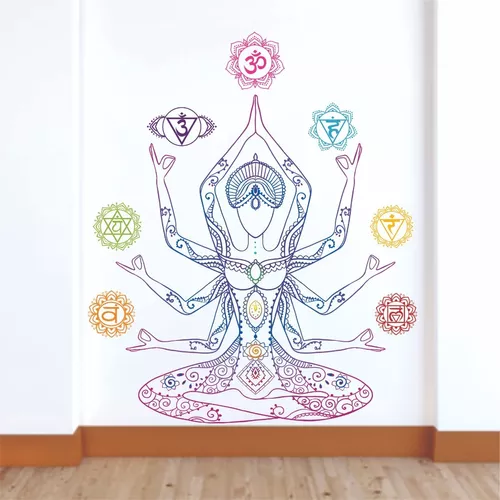 Vinilo adhesivo para pared, diseño de flor de loto con signo de Om,  decoración para el hogar