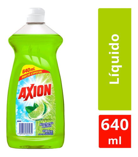 Lavatrastes Líquido Axion Bicarbonato Y Limón 640ml