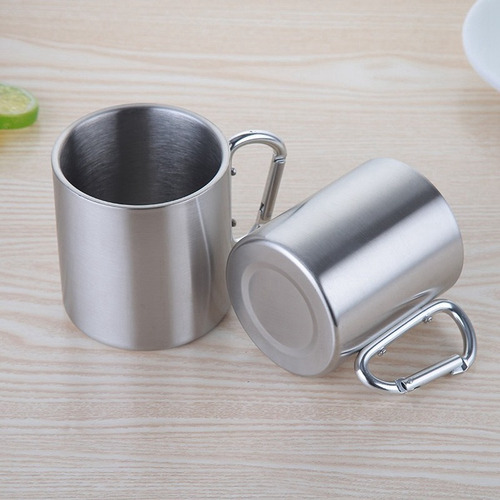 Taza De Acero Inoxidable De 220 Ml Con Mosquetón De Cierre A