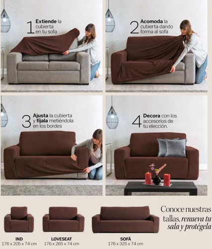 Cubre Sala Stretch Elástico 3, 2 Y 1 Chocolate