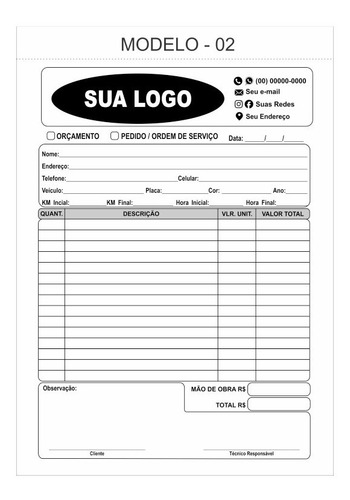 04 Talões Ou Blocos De Pedido Orçamento Ordem De Serviço (15x21cm) (200 Fls) 1 Ou 2 Vias Sem Numeração - Sulfite Comum | Parcelamento sem juros 04 Talões Ou Blocos De Pedido Orçamento Ordem De Serviço (15x21cm) (200 Fls) 1 Ou 2 Vias Sem Numeração - Sulfite Comum | Parcelamento sem juros