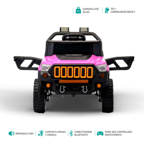 Jipe Elétrico Infantil Com Controle Remoto Titan Xr 12v Bang Toys Rosa