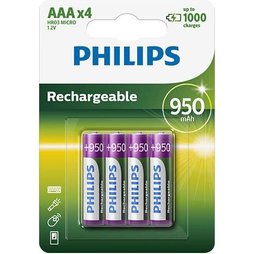 Pilas Recargables Philips Aaa 950mah X4 - Mini Isamilma