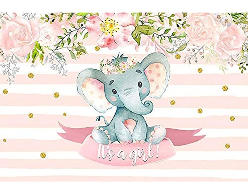 Telón De Fondo De Elefante Para Niña Baby Shower Flores Rosa | Envío gratis