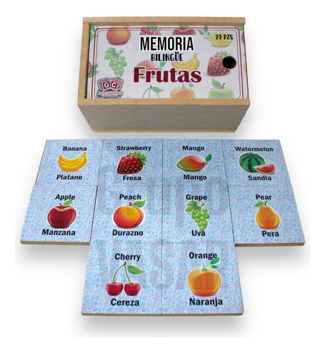 Juego De Memoria Frutas Bilingüe Didáctico Educativo Mesa