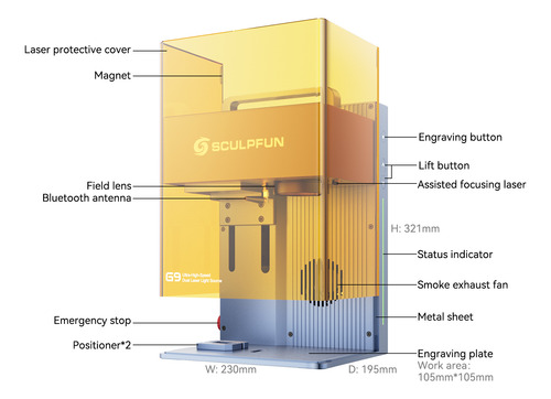 Máquina De Grabado Láser Sculpfun G9, Láser Dual 2 En 1