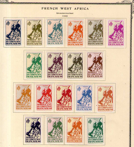 África Occidental Francesa 19 Sellos Nuevo Soldados Año 1944