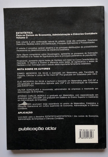 Estatística 2 Para Cursos De: Economia, Administração E