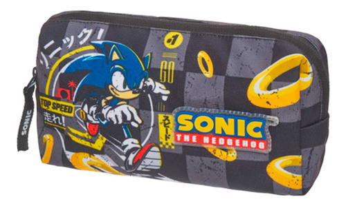 Estojo Sonic Top Escolar Speed Necessaire Grande - Pacific