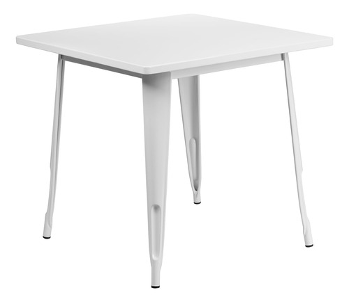 Flash Furniture Felix - Mesa Cuadrada De Metal Blanco Para I