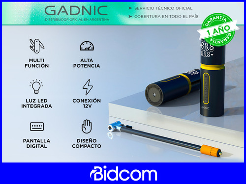 Compresor De Aire Gadnic Con Cable Luz Led Portátil Mini