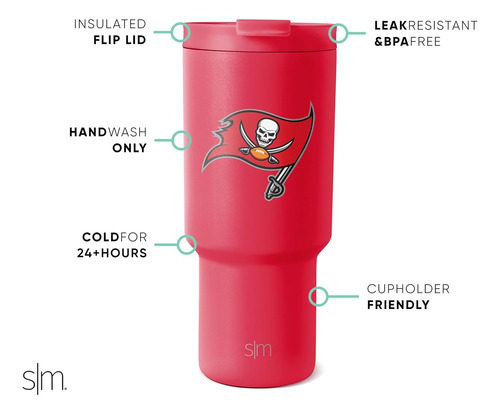 Vaso Simple Modern Licencia Oficial Tampa Bay Buccaneers
