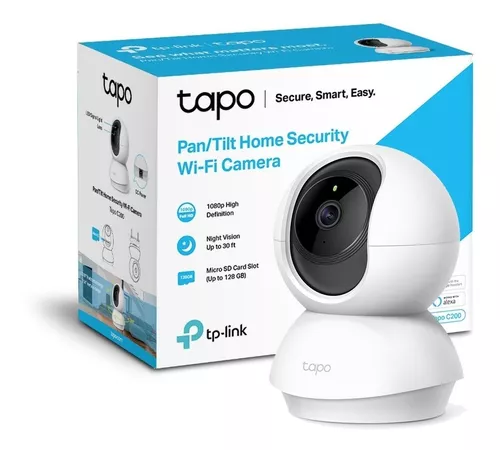 Cámara de Vigilancia TP-Link Tapo C200, Resolución Full HD 1080P, Visión  nocturna hasta 30m , Pan/Tilt, Soporta microSD hasta 128GB, Wi-Fi, Audio  bidireccional.