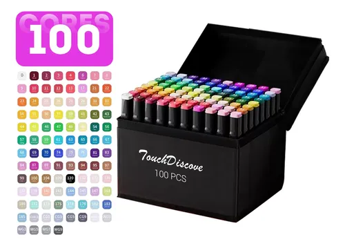 Conjunto Caneta Marcador Canetinha Ponta Dupla 100cores Kit