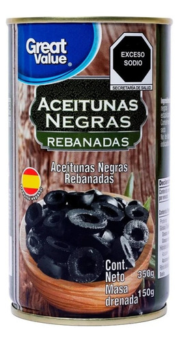 Aceitunas Negras Great Value Rebanadas 350 G