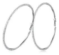 Comprar  Brincos De Argola Eftom 90 Mm Prata Grandes Brincos De Argo