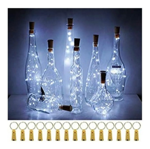 10 Tapon Luminoso Led Botella Luz Alambre Calido/ Frio 3 Mts