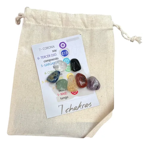 comprar Set Piedras Naturales 7 Chakras Con Bolsita Estampada