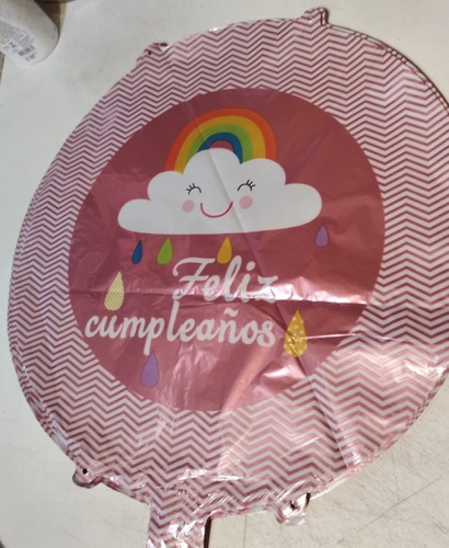 10 Globos Metalizados Nube Y Arcoiris , Feliz Cumpleaño 45cm