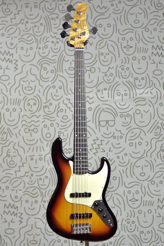 Escudo Tagima Tw73 de 5 cuerdas Sunburst Dark Scale Ash Shield, acabado corporal barnizado, orientación a la mano derecha