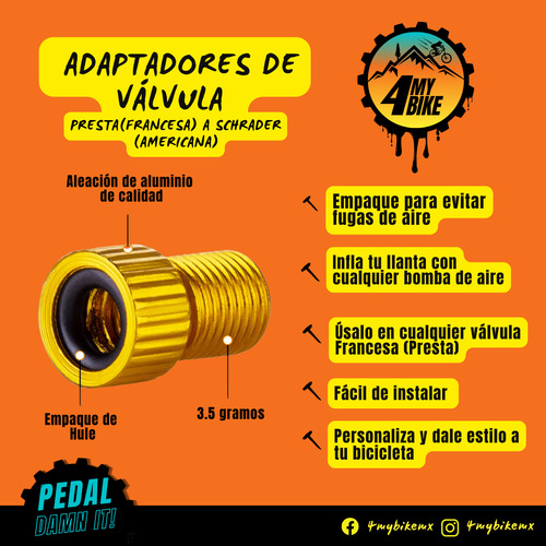 2 Adaptadores Válvula Francesa - Americana Con Empaque Bici Negro