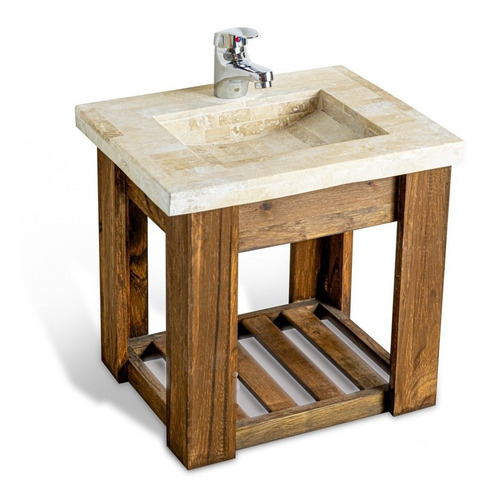 Imagen 3 de 10 de Vanit 40cm Travertino Griferia Inodoro Asiento Envio Gratis