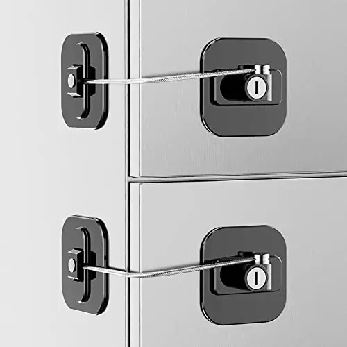 Cerradura de Cable para Refrigerador con Llave y Adhesivo, para Seguridad de Niños