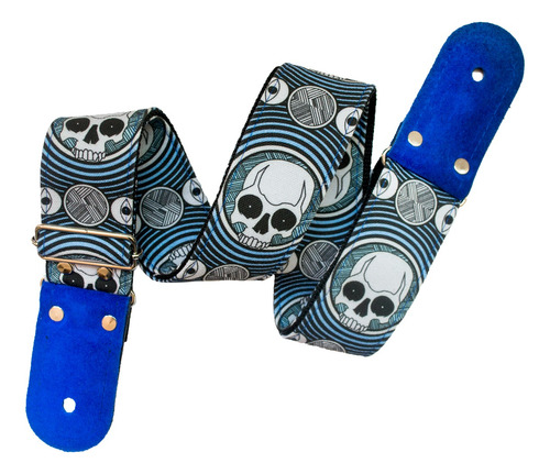 Calavera Kidam Strap/tahali Para Guitarra O Bajo Color Azul Acero