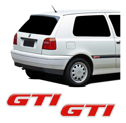 Par De Adesivos Gti Golf Antigo Emblema Lateral Refletivo