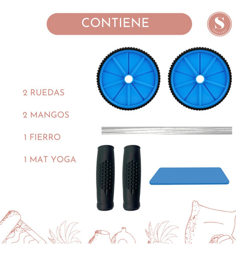 Imagen 4 de 10 de Rueda Ejercicios Abdominal + Mini Alfombra