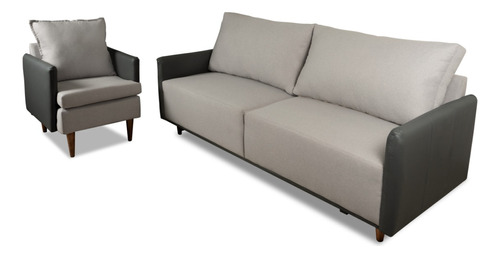 Juego De Living Sofa 3 Cuerpos Butaca En Tela Color Gris