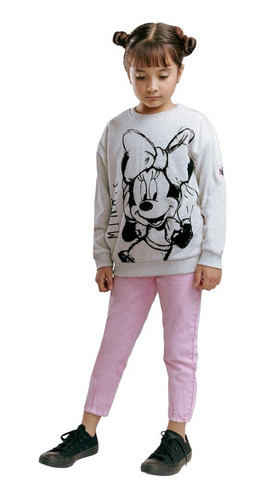 Sudadera Estampada Minnie Mouse Avena Jaspe De Niña Anny