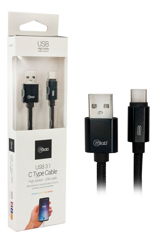 Cable Usb Tipo C 3.1 Microlab Negro