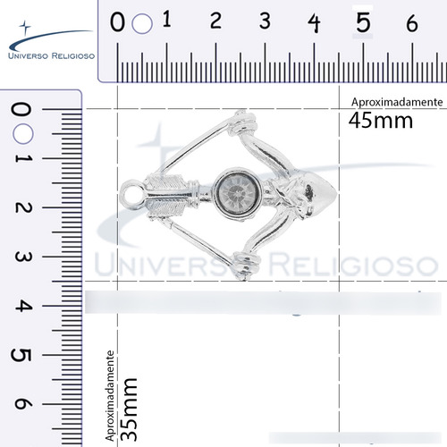 Pingente Arco E Flecha - Ouro Velho Com Strass - 45mm