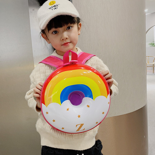 Mochila Escolar Unisex De Pvc De Color Amarillo Donut Para N