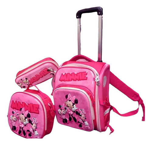 Mochila Con Ruedas Minnie Mouse 3 Piezas Student Pack Series