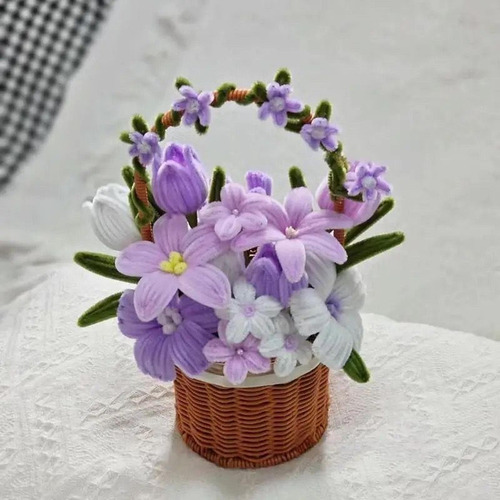 Fotografía De De Canasta De Canasta De Flores De 13x13x30cm.