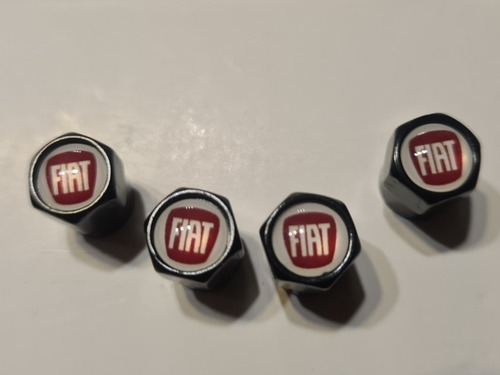 Kit Fiat, 4 Tapas De Valvulas + 5 Logos Adhesivos 15mm 